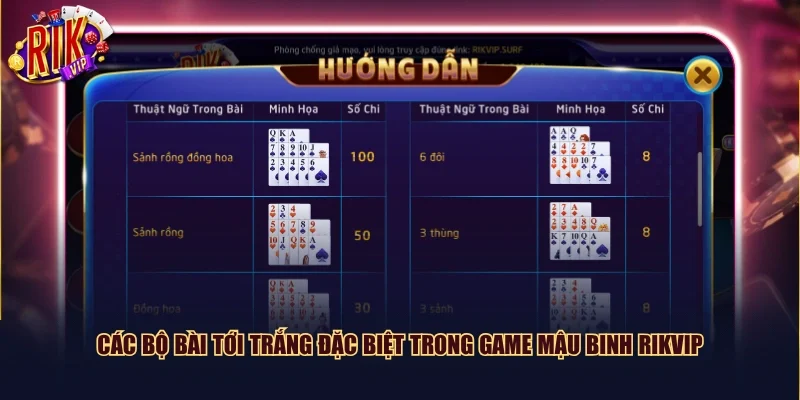Các bộ bài tới trắng đặc biệt trong game Mậu binh Rikvip