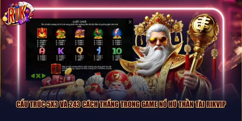 Cấu trúc 5x3 và 243 cách thắng trong game Nổ Hũ Thần Tài Rikvip