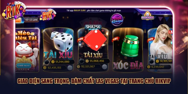 Giao diện sang trọng, đậm chất Las Vegas tại trang chủ Rikvip